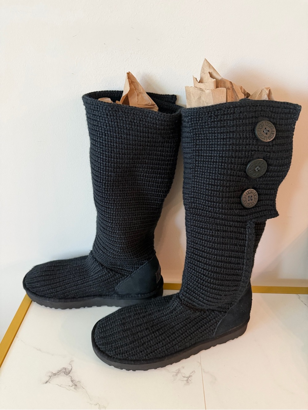 GUC Ugg Size 10 Tall Crotchet Cardy Boots - Picture 2 of 9